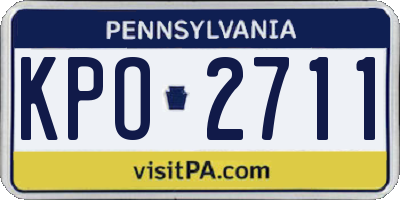 PA license plate KPO2711