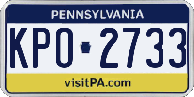 PA license plate KPO2733