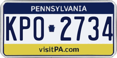 PA license plate KPO2734