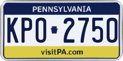 PA license plate KPO2750