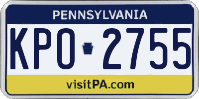PA license plate KPO2755