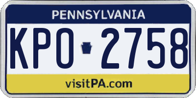 PA license plate KPO2758