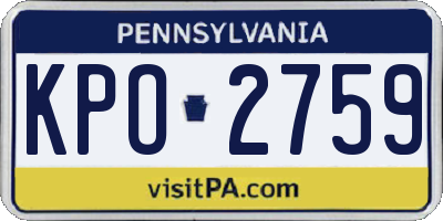 PA license plate KPO2759