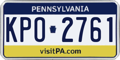 PA license plate KPO2761