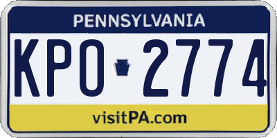 PA license plate KPO2774