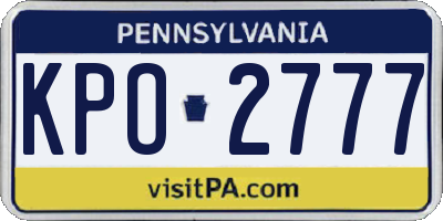PA license plate KPO2777