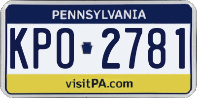 PA license plate KPO2781