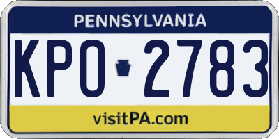PA license plate KPO2783