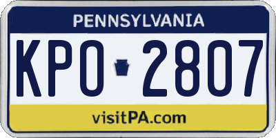 PA license plate KPO2807