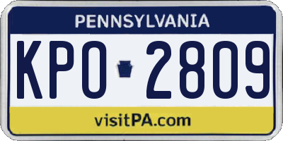PA license plate KPO2809