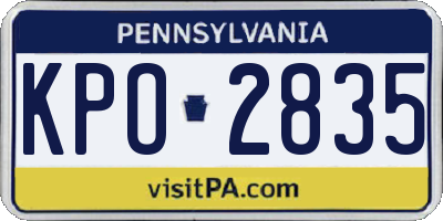 PA license plate KPO2835