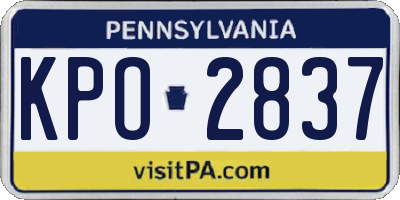 PA license plate KPO2837