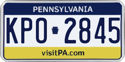 PA license plate KPO2845