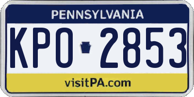 PA license plate KPO2853