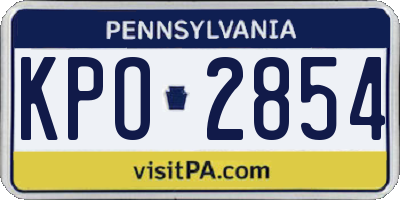 PA license plate KPO2854
