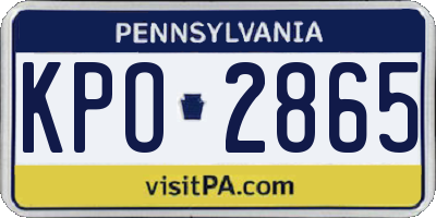 PA license plate KPO2865