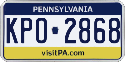 PA license plate KPO2868