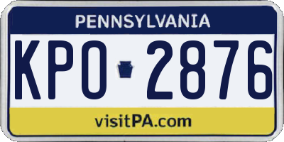 PA license plate KPO2876