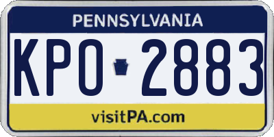 PA license plate KPO2883
