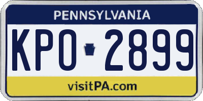 PA license plate KPO2899