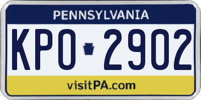 PA license plate KPO2902