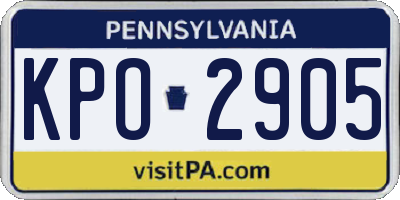 PA license plate KPO2905