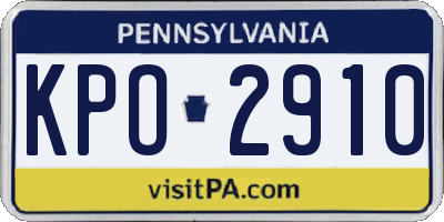 PA license plate KPO2910
