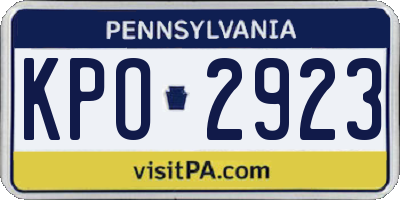 PA license plate KPO2923