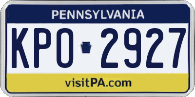 PA license plate KPO2927