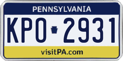PA license plate KPO2931