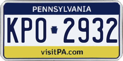 PA license plate KPO2932