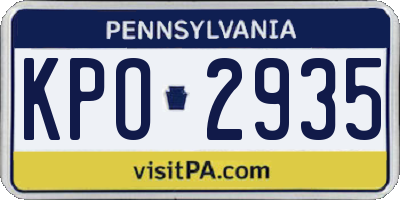 PA license plate KPO2935