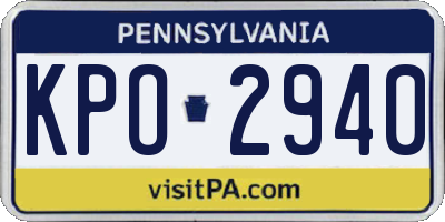 PA license plate KPO2940