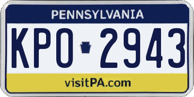 PA license plate KPO2943