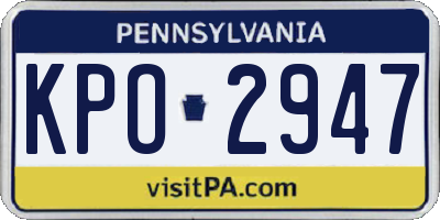 PA license plate KPO2947