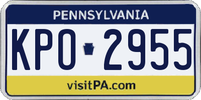 PA license plate KPO2955