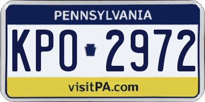 PA license plate KPO2972