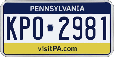 PA license plate KPO2981