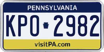 PA license plate KPO2982