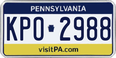PA license plate KPO2988