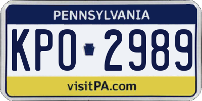 PA license plate KPO2989