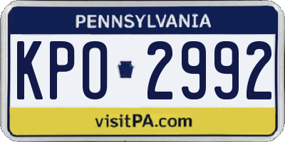 PA license plate KPO2992