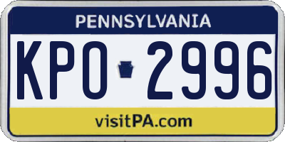 PA license plate KPO2996