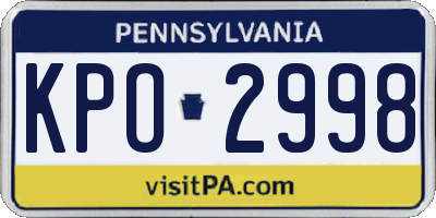 PA license plate KPO2998