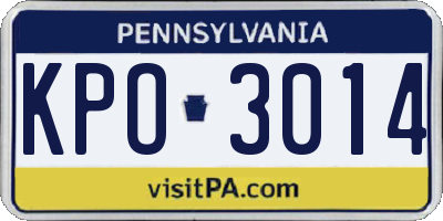 PA license plate KPO3014