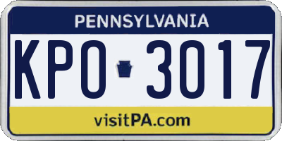 PA license plate KPO3017