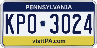 PA license plate KPO3024