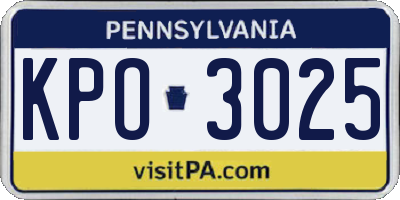 PA license plate KPO3025