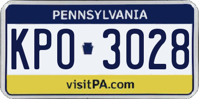 PA license plate KPO3028