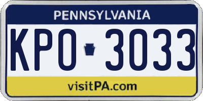PA license plate KPO3033